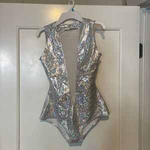 Liquid Lightning Mesh-Front Bodysuit by SEA DRAGON STUDIO